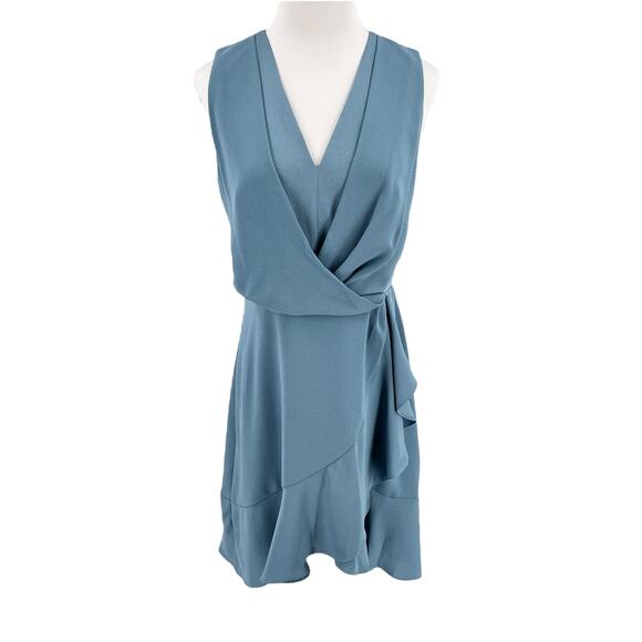 BCBG Max Azria Womens Sleeveless Ruffled Gathered Mini Dress in Blue Size 8